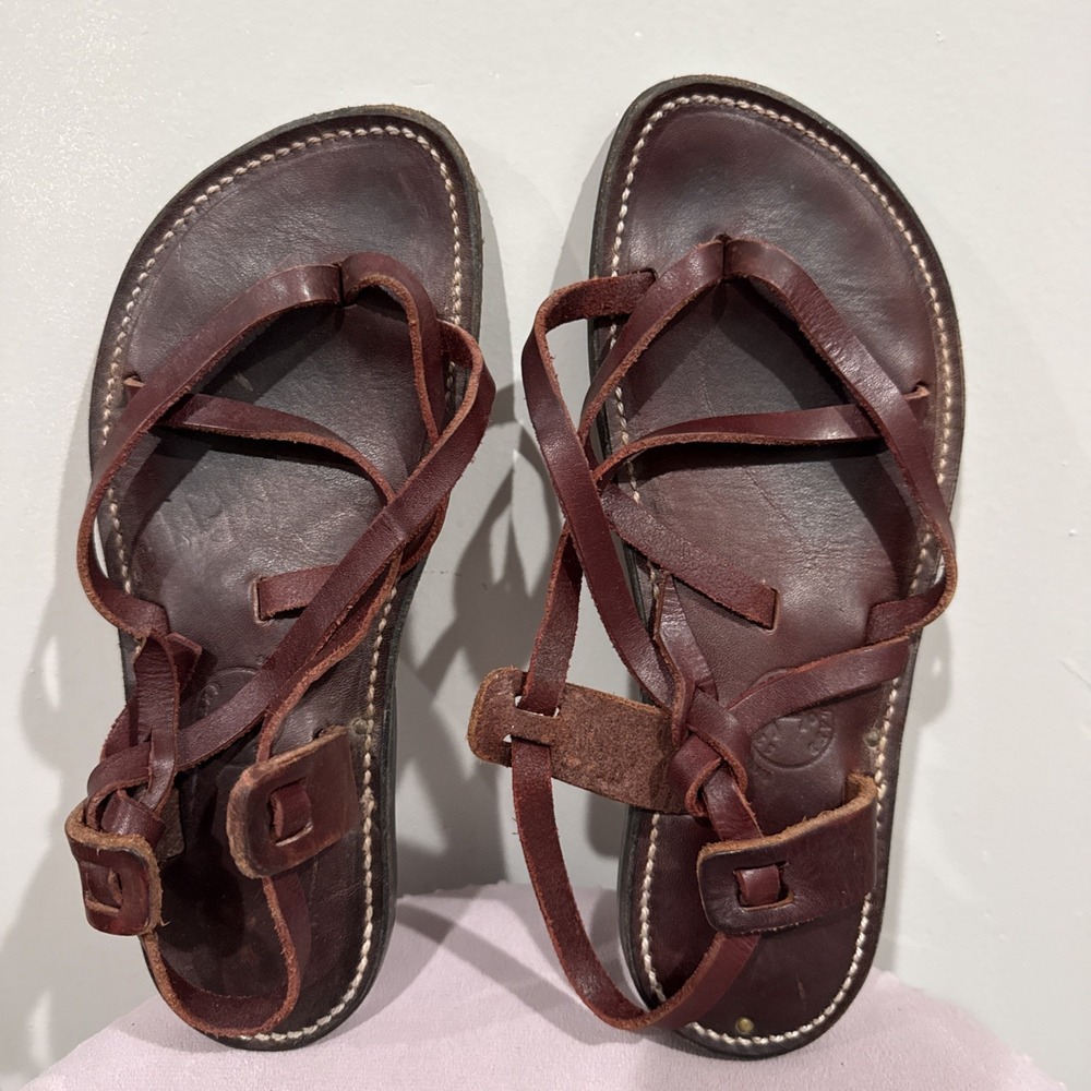 Island Sandals Handmade Artisan Leather Thong Sandals Hawaii Brown Womens 7